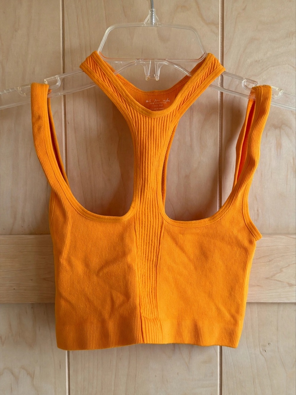 Ribbed Racerback Crop Tank - Orange